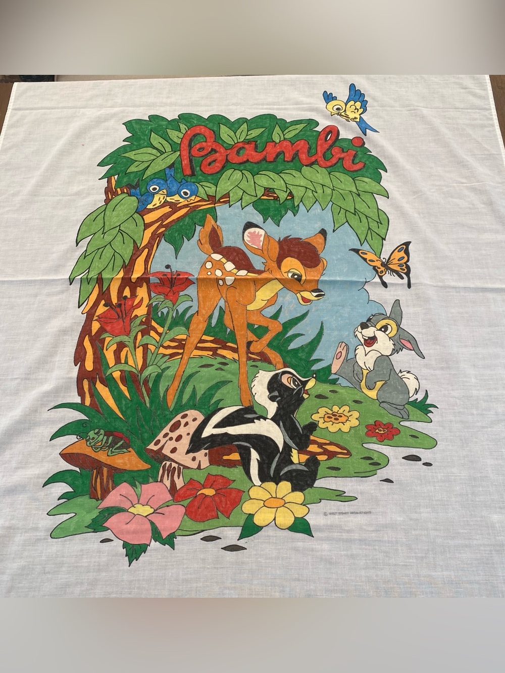 Vintage Disney Bambi Color Your Own Fabric Wall Hanging 34x57